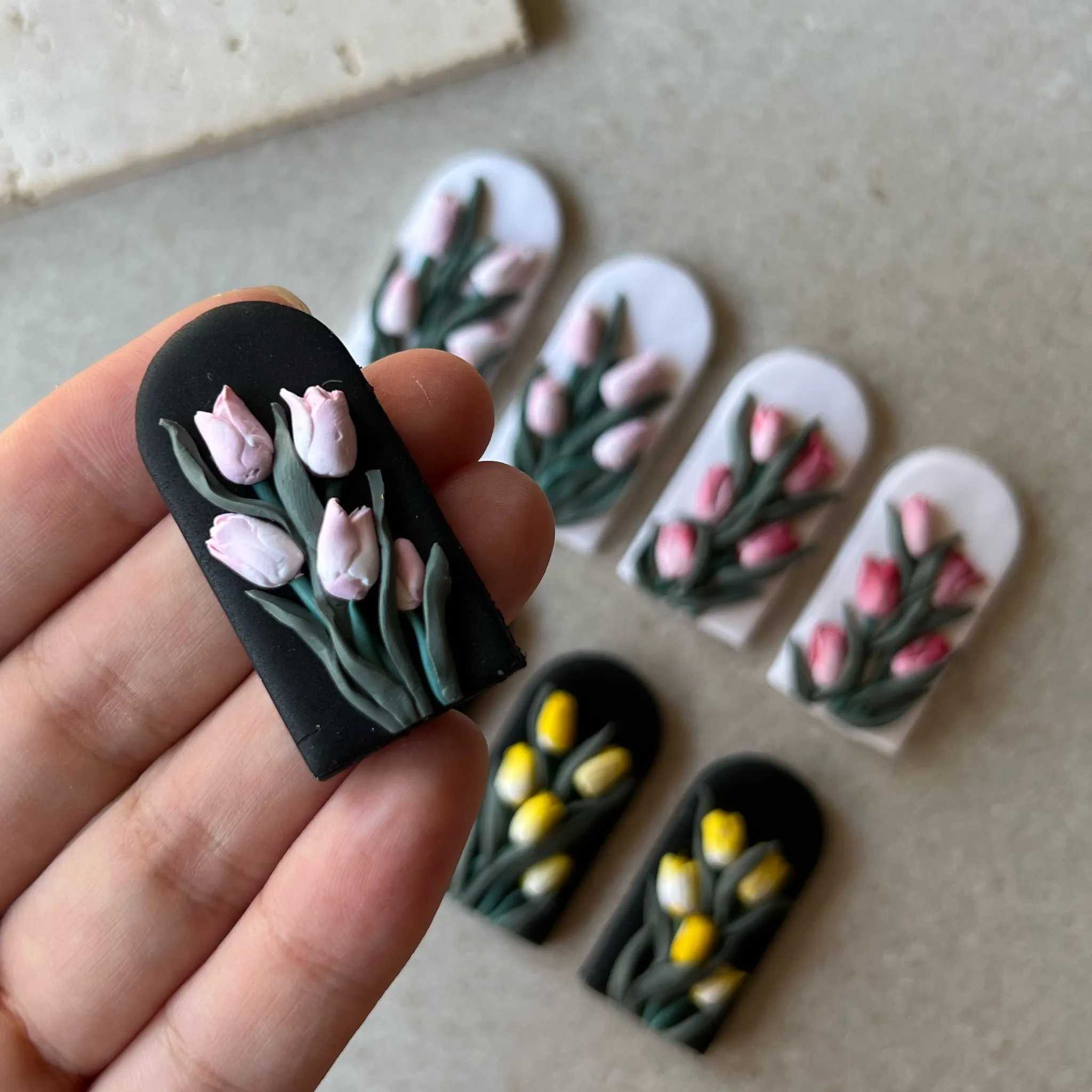 Tulips Frame Pin post Clay Earrings Preorder