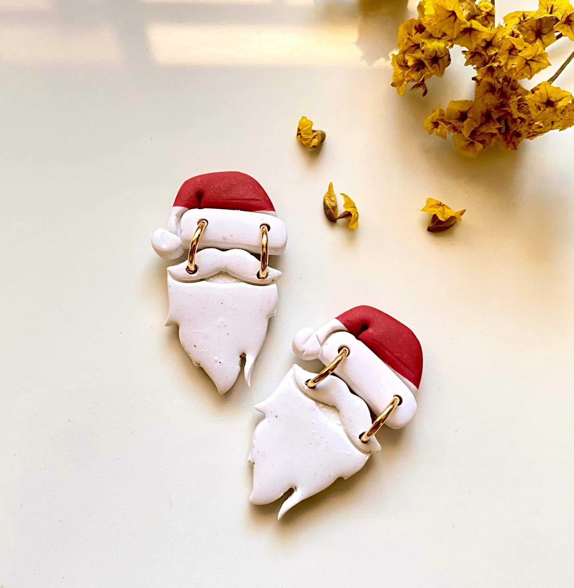 Holiday Santa Hoop Earrings